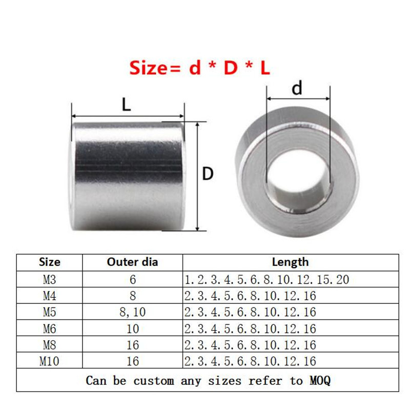 Hollow Aluminum Bushing No Thread Spacer M3 M4 M5 M6 M8 M10 Aluminum Flat Washer Gasket