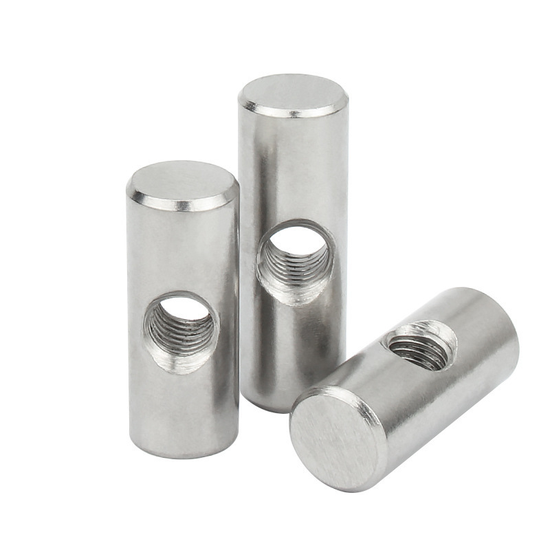 M4 M5 M6 Barrel Nut Bolts 304 Stainless Steel Cylindrical Pin Dowel Thread Cross Hole Hammer Embedded Nut for Wood Furniture