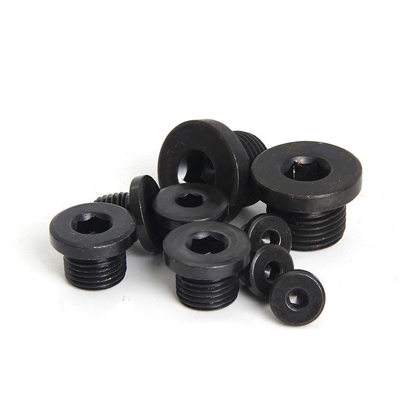 High Tensile Strength Black Oxide Hexagon Socket Male Threaded Plug Screw Oil Drain Plug for Pipe Fitting