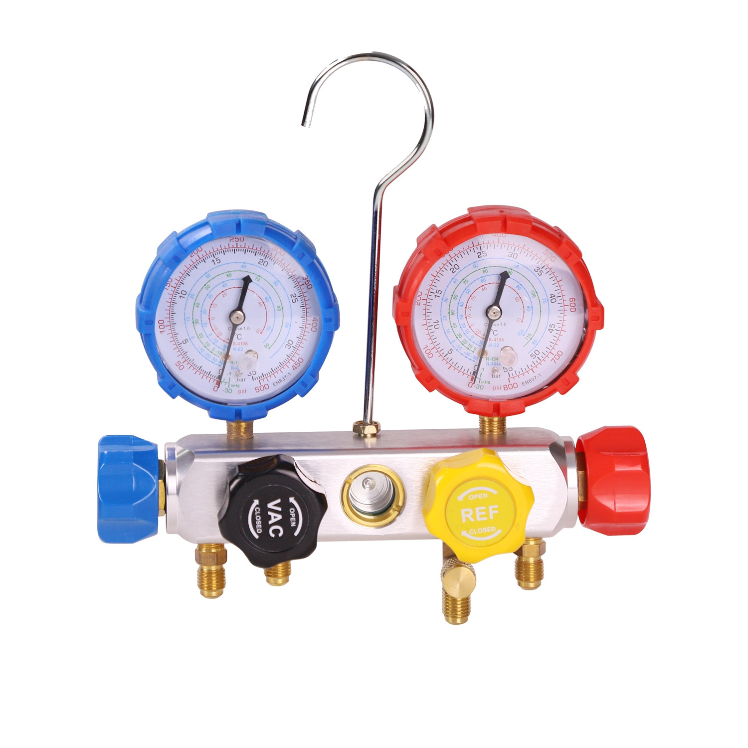 4 way manifold gauge for r22 r32 r410 r134a refrigeration digital manifold hvac system gauge kit