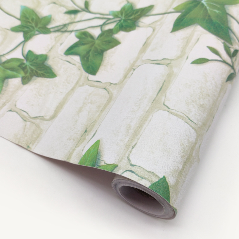 3D Brick Pattern Peel And Stick Wallpaper Green Leaves Luxury Wallpaper Home Decoration