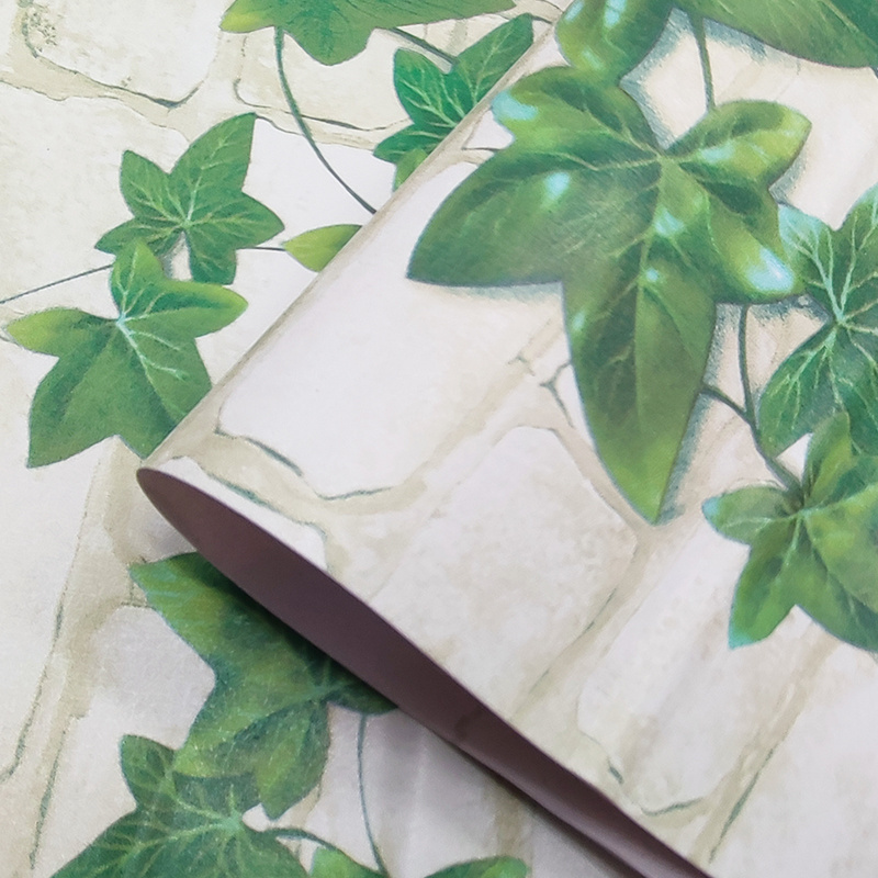 3D Brick Pattern Peel And Stick Wallpaper Green Leaves Luxury Wallpaper Home Decoration