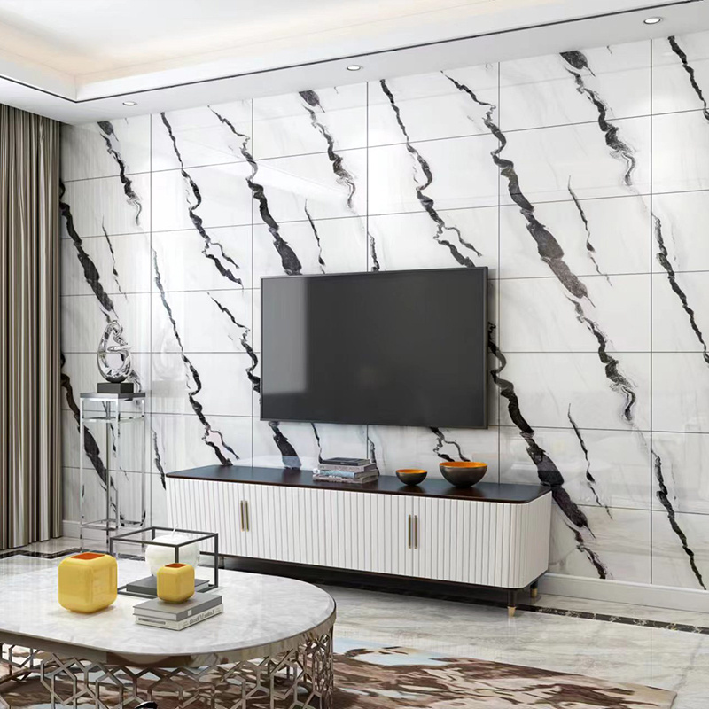 Waterproof Wall Foam Tile Black And White Marble Peel And Stick Floor Tile