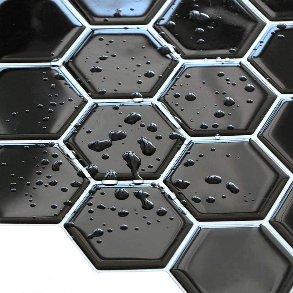 PU Paper Stickers Thick Self Adhesive Tiles Floor Stickers Marble Bathroom Honeycomb Wall Stickers