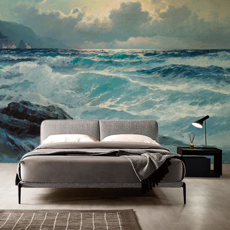 3D Mural Wallpaper For Walls Blue Sea TV Background Wall Paper Mural