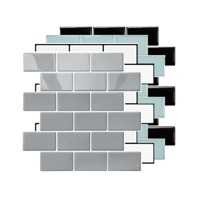 Modern Peel And Stick PU Grey Brick Shape Kitchen Backsplash Subway Tiles