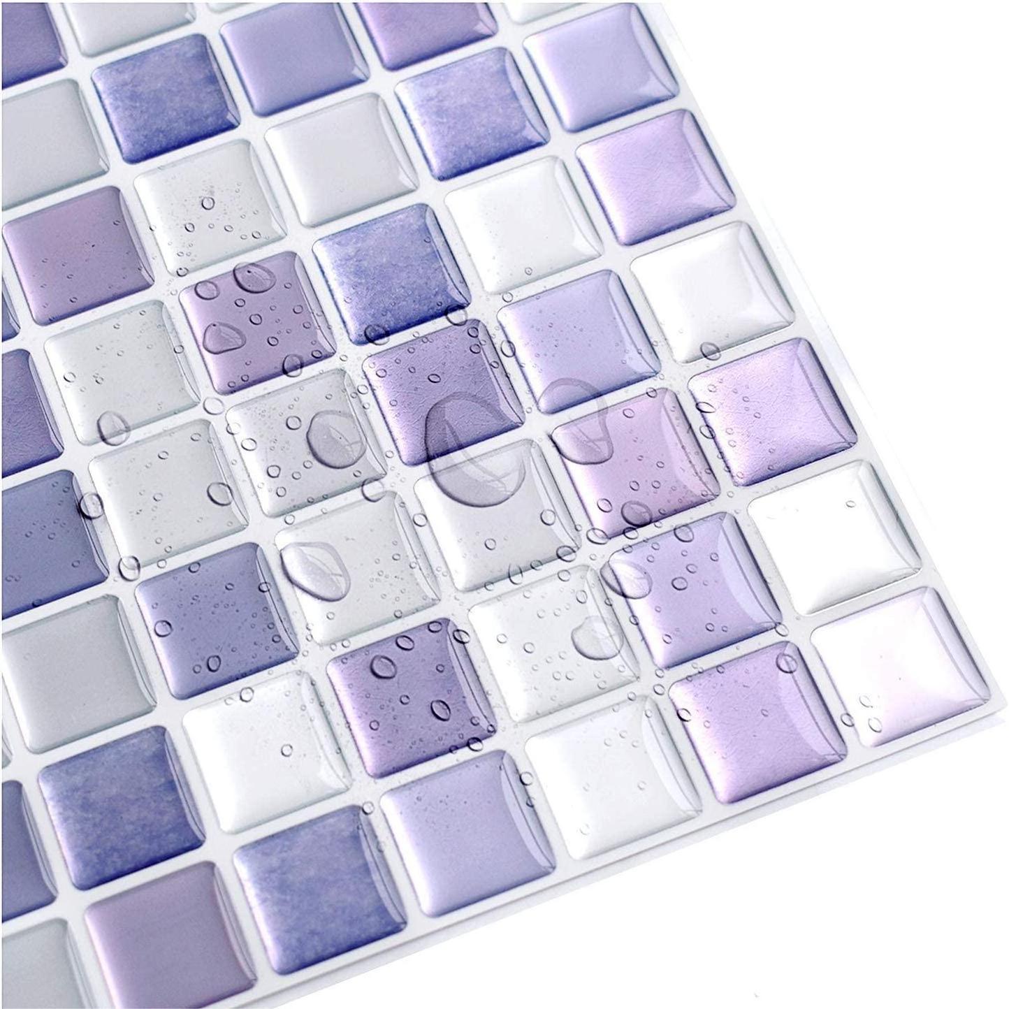 Hot Sale Fashion Design Self Adhesive Mosaic Tile Purple Wallpaper Home Kitchen Self Adhesive Glass Mosaic Sticker