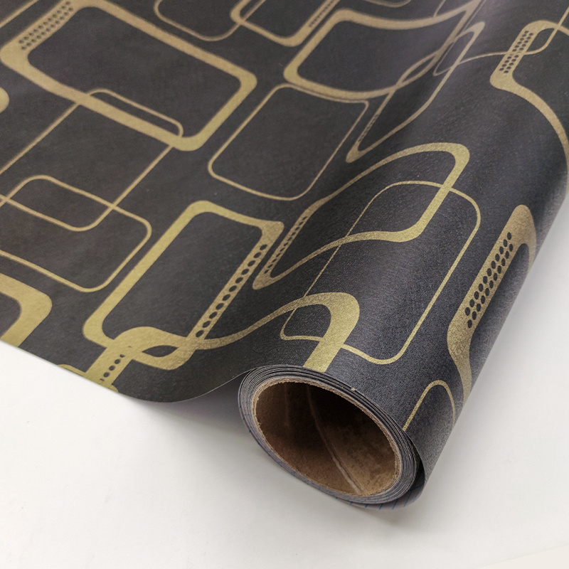 3D Textured Home Interior Black And Gold Wallpaper Peel And Stick Embossed