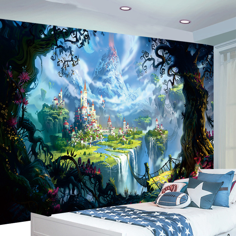 Custom Kids Bedroom Peel And Stick Wallpaper Cartoon 3D Wall Mural Photos