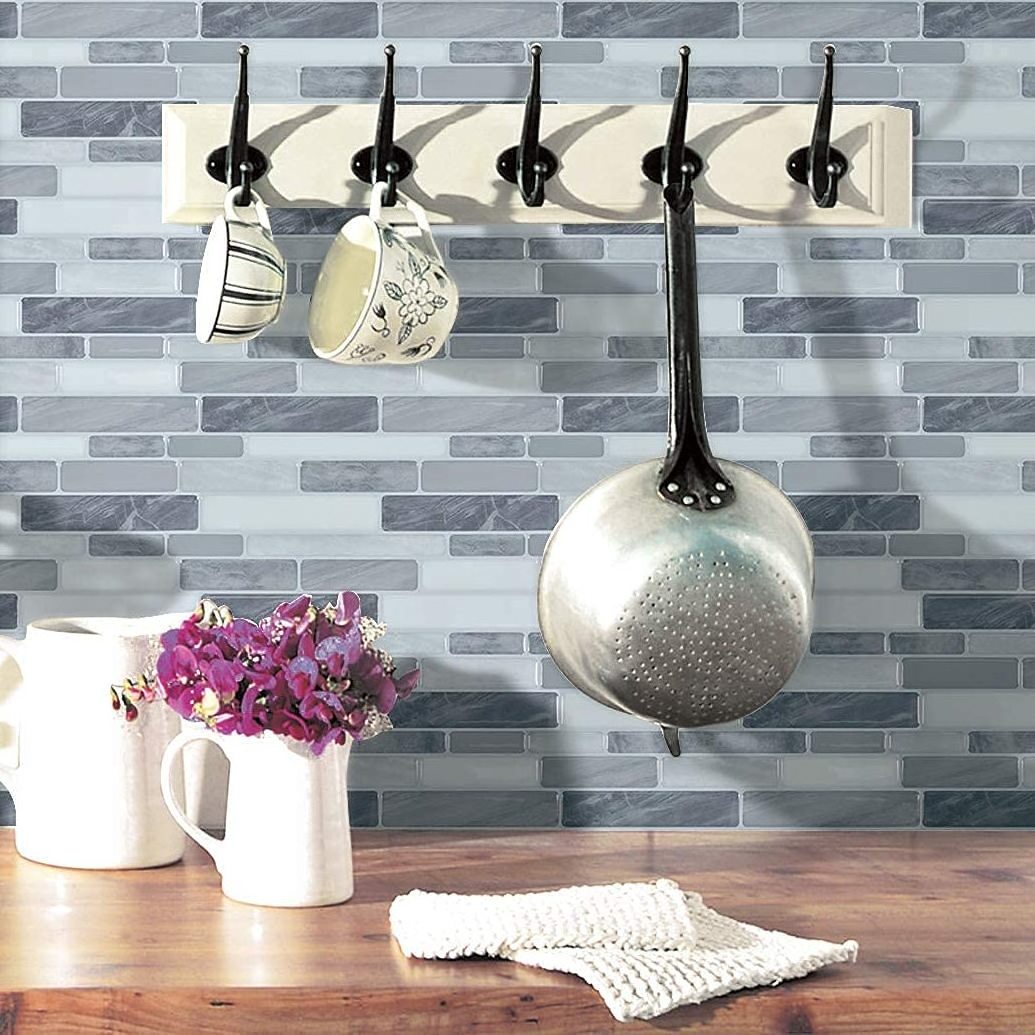 Gray 3D Peel And Stick Tile Subway Mosaic Tile Bathroom Wall Tile Design