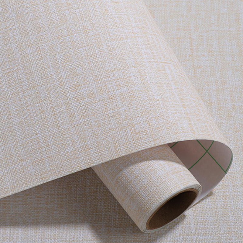 Peel And Stick Wallpaper Striped Linen Customizable Textured Imitate Linen Woven PVC Wallpaper