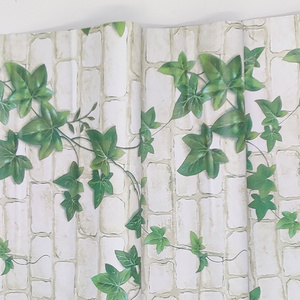 3D Brick Pattern Peel And Stick Wallpaper Green Leaves Luxury Wallpaper Home Decoration