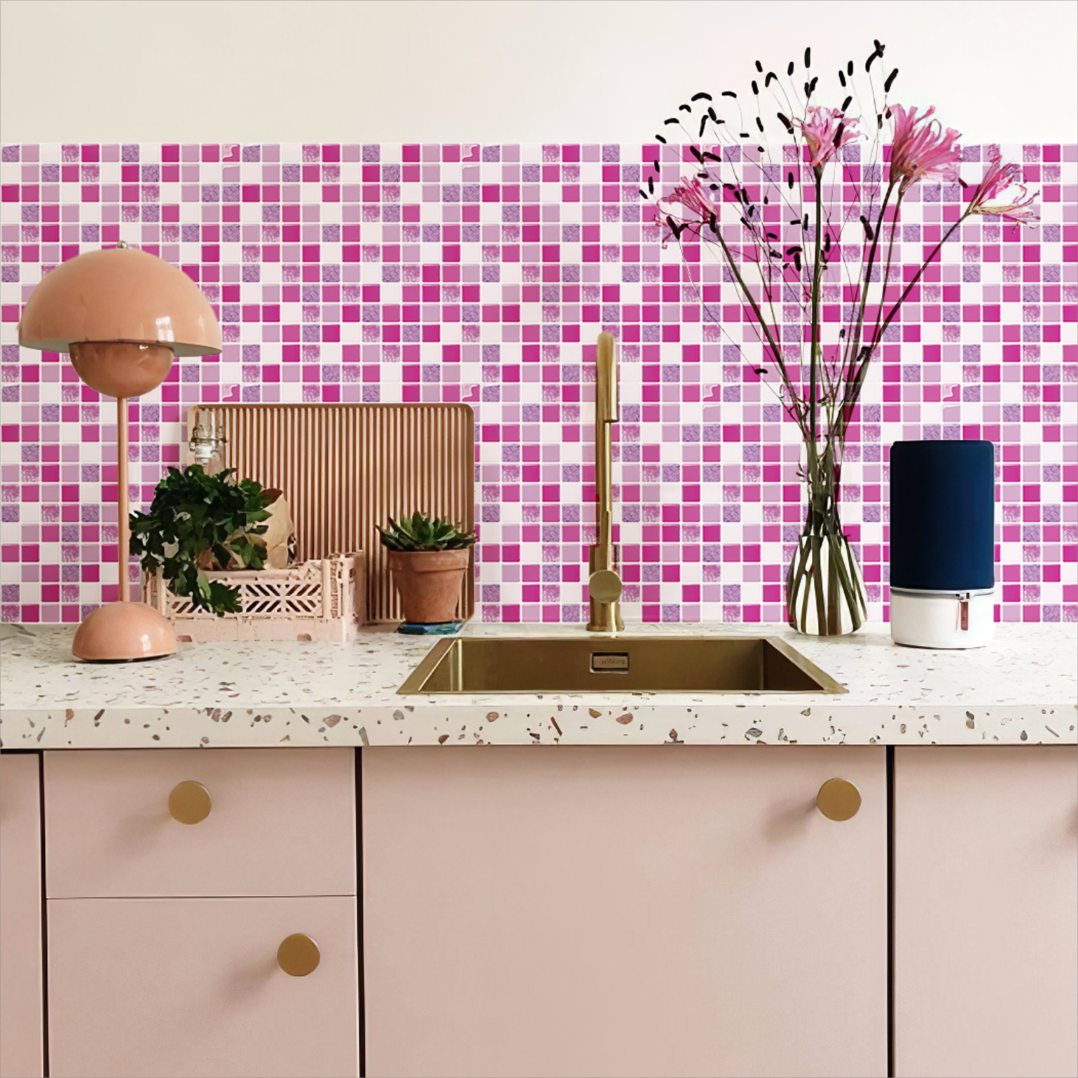 Hot Sale Purple Mosaic Tile Sticker Self Adhesive Foam 3D Wallpaper Wall Tiles For Skirt