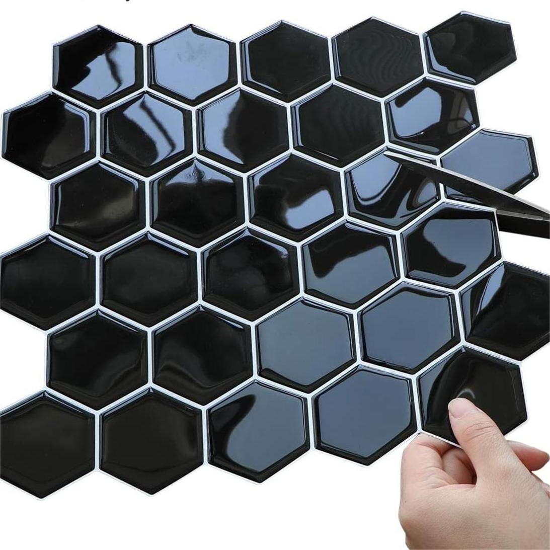 PU Paper Stickers Thick Self Adhesive Tiles Floor Stickers Marble Bathroom Honeycomb Wall Stickers