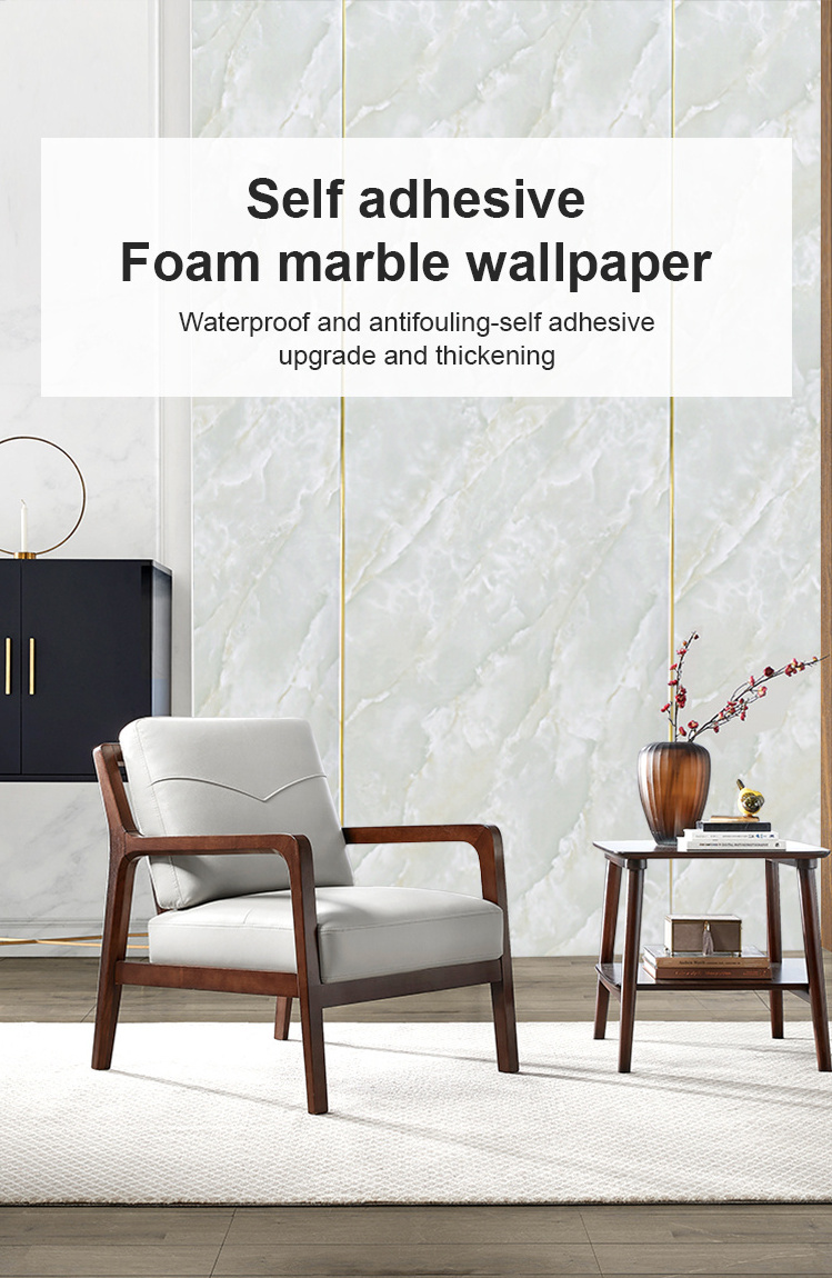 white marble 3d wall paper foam brick peel and stick wallpaper