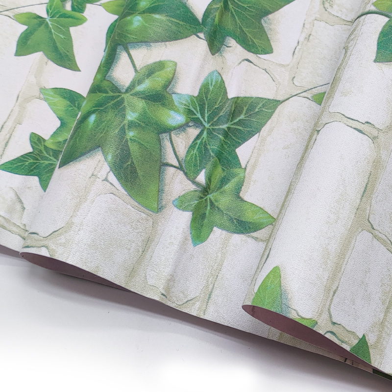 3D Brick Pattern Peel And Stick Wallpaper Green Leaves Luxury Wallpaper Home Decoration