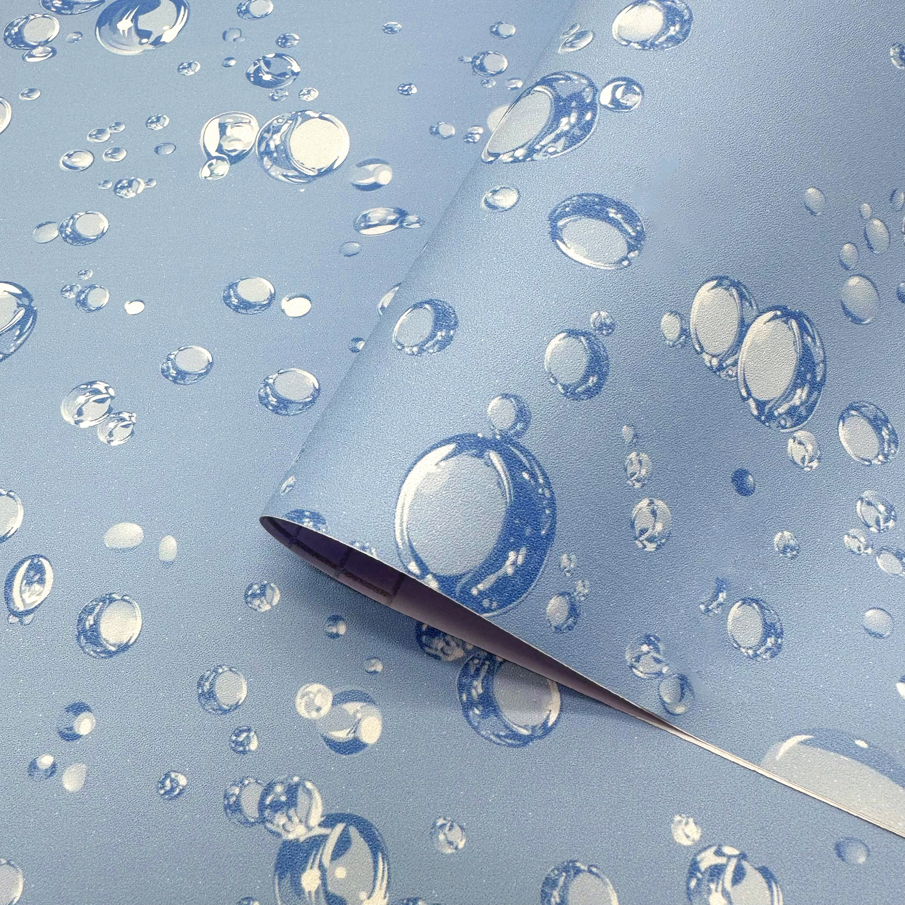 Peel And Stick Wallpaper Waterproof Blue 3D Water Drop Wall Paper