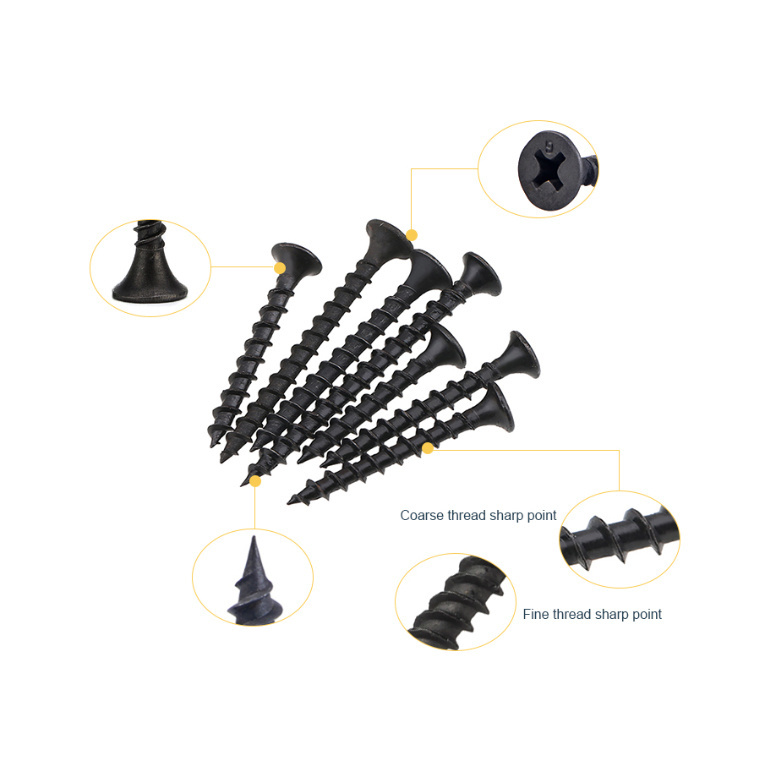 Tornillos Manufacturers Vis Parafusos Schrauben 25Mm Self Tapping Zinc Black Phosphate Fine Coarse Thread Gypsum Drywall Screw