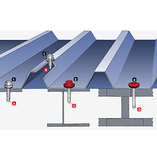 12mm Galvanized Hex Washer Head Self-drilling Self Drilling TEK Roofing Screws 6x1 With Rubber Bonded Washer