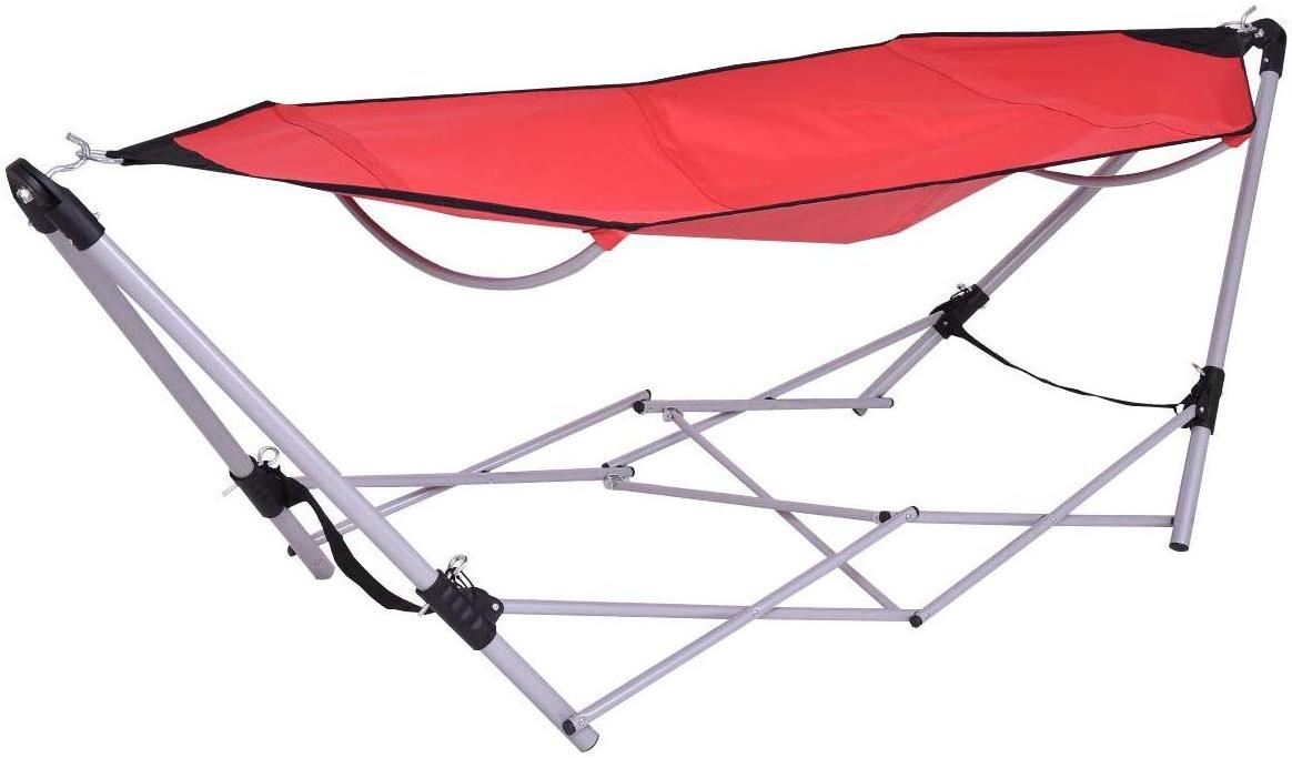 Modern 2-in-1 Convertible Portable Double Hammock with Stand for Living Room or Outdoors  with Portable Carrying Bag