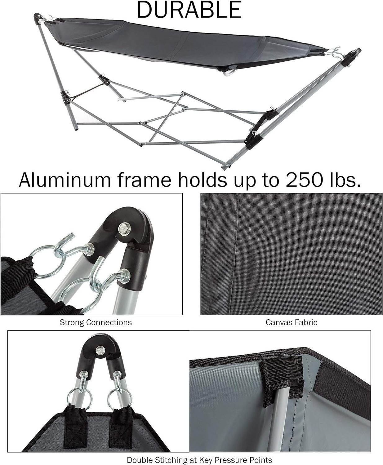 Modern 240cm Portable Hammock with Stand Comfortable Cotton Garden Hammock with Tree Straps for Outdoor Furniture Hanging