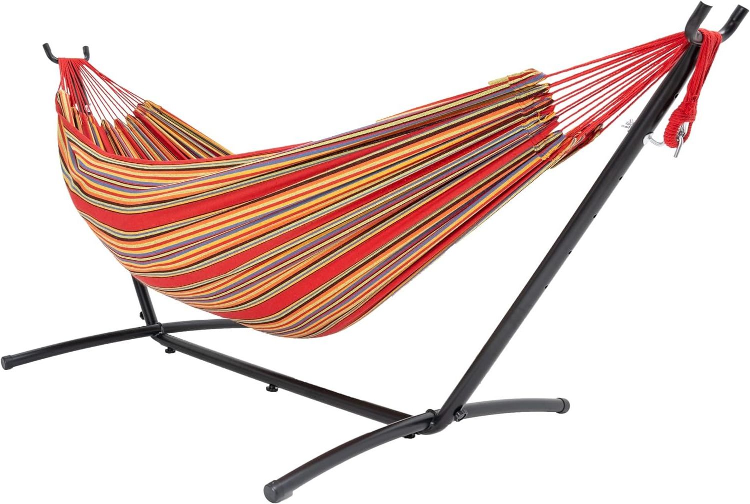 Two Person Goat's Horn Hammock Frame with Easy-to-Install Stand for Outdoor Use for Patio Porch Garden Backyard