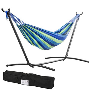 Modern Folding Hammock Stand Durable Cotton Polyester Fabric with Non-Slip Steel Tube for Outdoor/Living Room/Bedroom Use