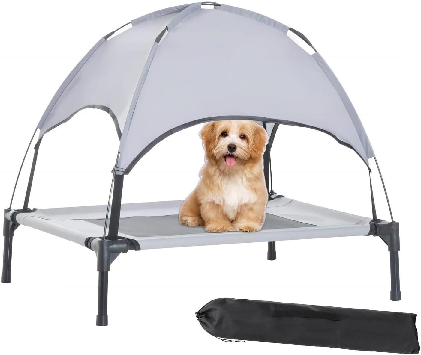 NEW Portable Outdoor Travel Camping Pet Dog Bed Oxford Fabric Pet Cooling Elevated Dog Beds with Canopy