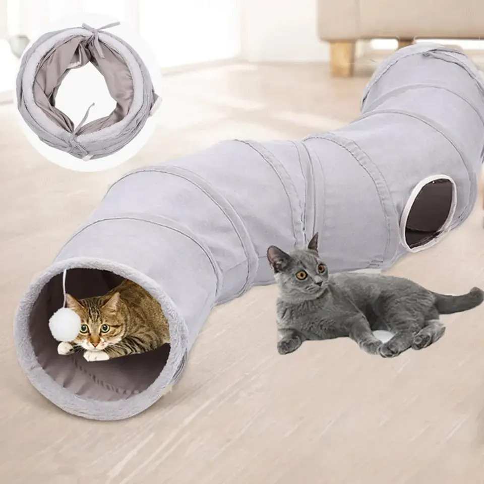 Luxury Cat Products Wholesale Foldable Cat Tunnel Bed Puzzle Pet Toys for Indoor Cats