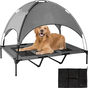 NEW Portable Outdoor Travel Camping Pet Dog Bed Oxford Fabric Pet Cooling Elevated Dog Beds with Canopy