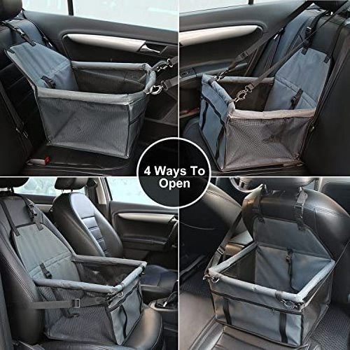 Small Eco-Friendly Cat and Dog Pet Carrier Soft Black/Grey Foldable Travel Seat with Zipper Closure Featuring Animal Pattern