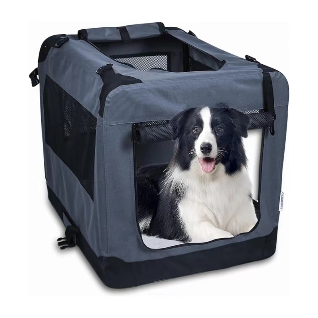 Oxford Cloth Soft Dog Crate Waterproof Pet Travel Bag Foldable Collapsible Durable Stainless Steel Metal Nylon-Sustainable