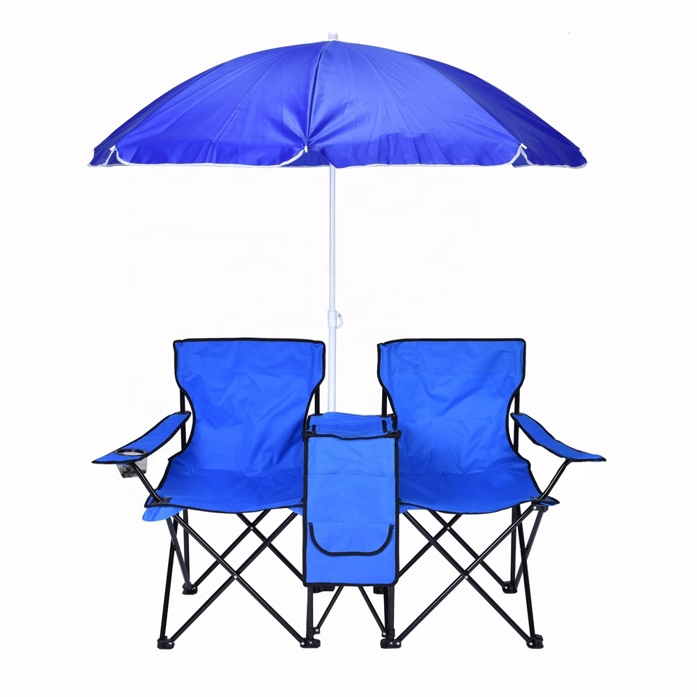 Folding Beach Camping Double Chair With Umbrella