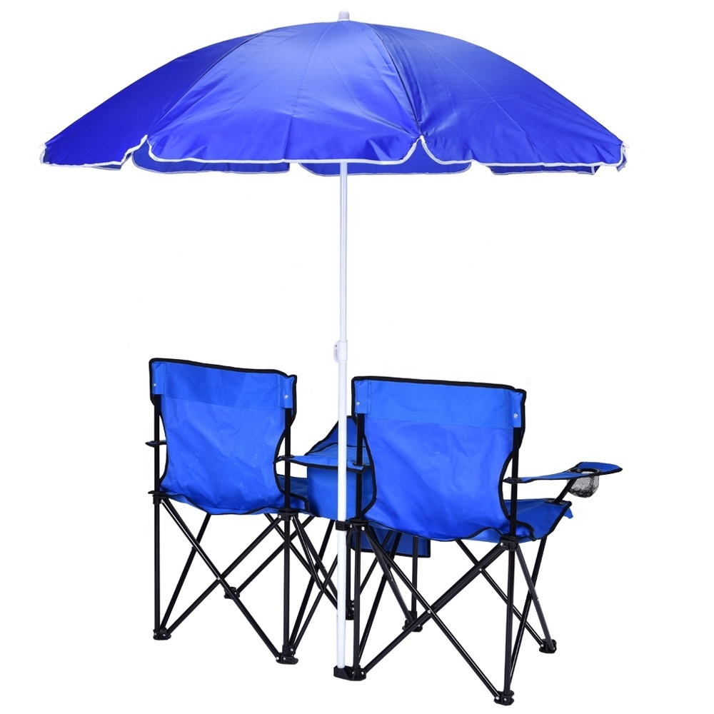 Folding Beach Camping Double Chair With Umbrella