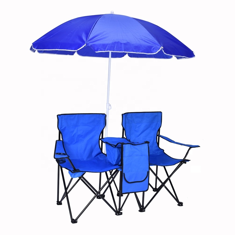 Folding Beach Camping Double Chair With Umbrella