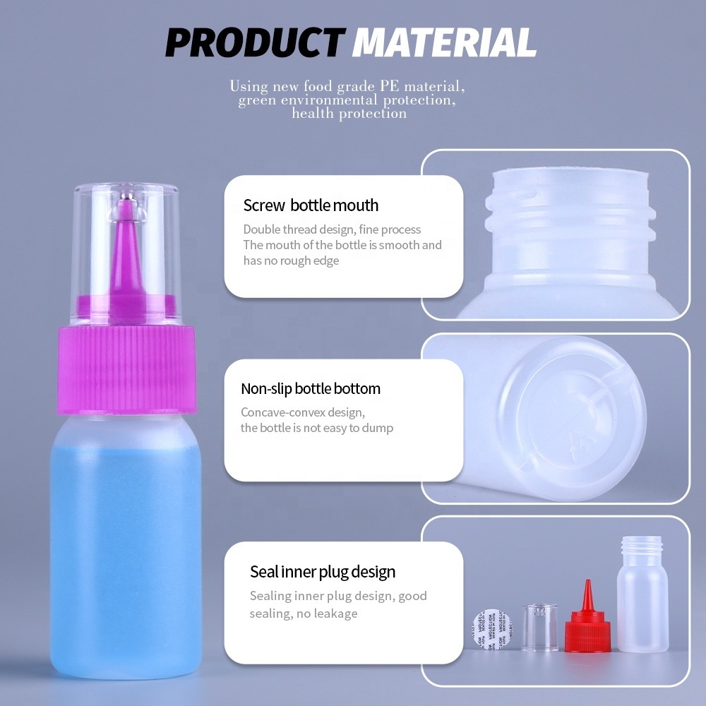 DIY Quilling Tool Oil Liquid Tip Mouth Translucent PE Nail Gel Glue Squeeze Bottles