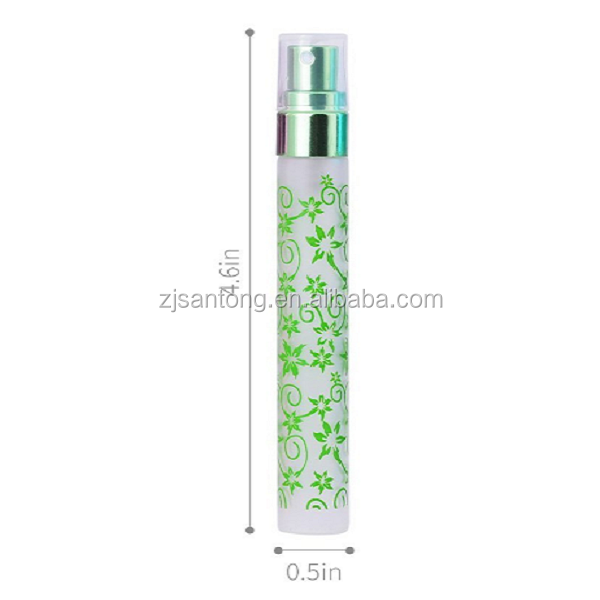 Flower Printing Bottles Travel Frosted Glass 10ml Small Empty Aromatic Fragrance Fine Mist Spray Perfume Bottles