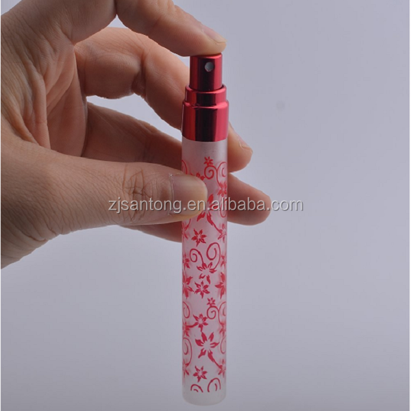 Flower Printing Bottles Travel Frosted Glass 10ml Small Empty Aromatic Fragrance Fine Mist Spray Perfume Bottles