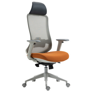 Eurostile Best Selling Gray Frame Swiveling Chair PU Leather  High Back Height Adjustable Office Computer Mesh Chair