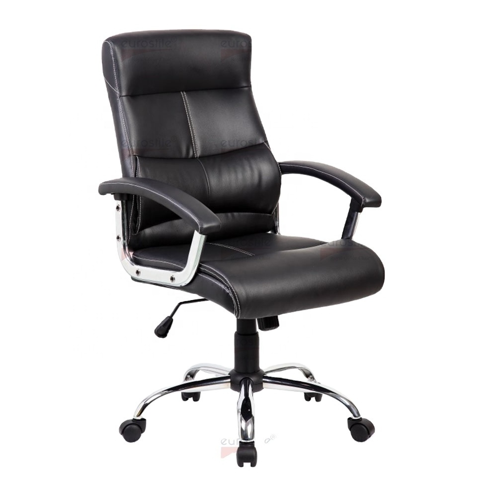 2022 Oem High Quality Black PU Leather Comfortable High Density Sponge Seat  Office  Chair Desk