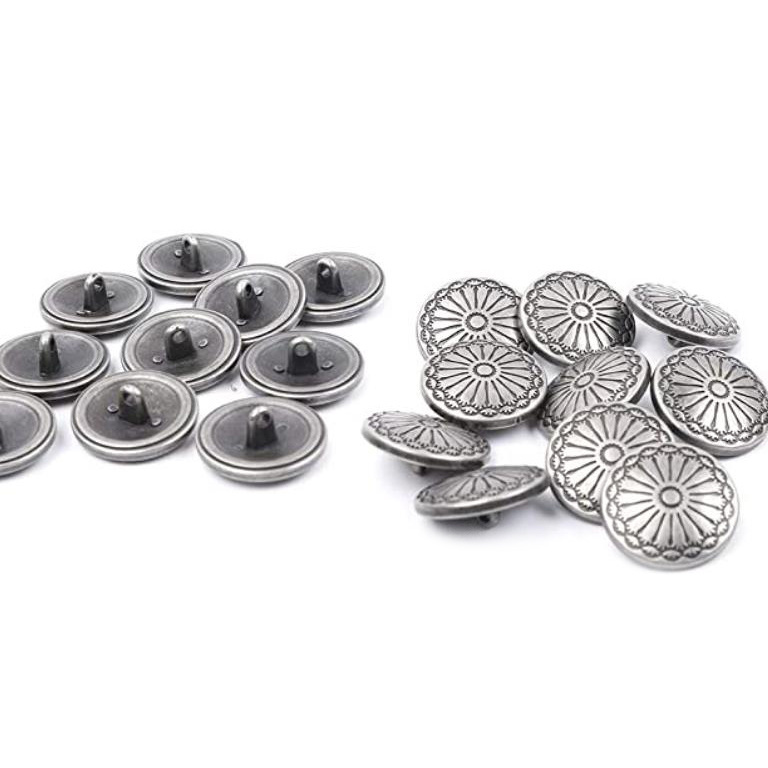 Flower Pattern Engraved Metal Sewing Buttons 23mm  Antique Metal Vintage  Shank Buttons   for Crafts Projects CoatJackets