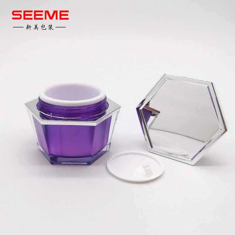 luxury cosmetic package 30g acrylic plastic  cosmetic jar  hexagon shape jar