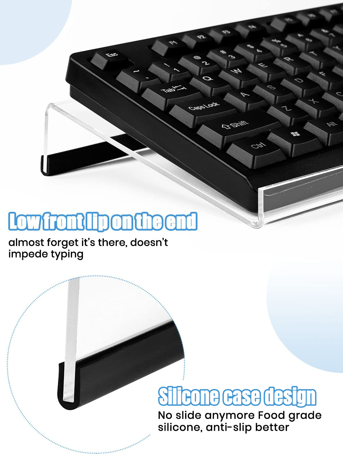 Ergonomic Set Laptop Notebook Computer Acrylic Keyboard Stand Holder PC Desk Stand Comfortable Wrist Pad