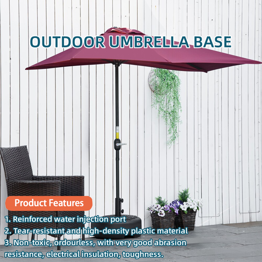 Parasol Base Half Round Patio Sun Umbrella Heavy Duty Plastic Base Stand for Outdoor Garden Beach Lawn