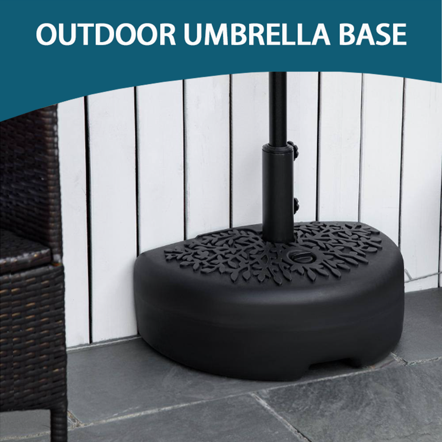 Courtyard Half Moon Shaped Umbrella Parasol Base 18KG Sun Umbrella Holder Patio Golf Trolley Umbrella Stand