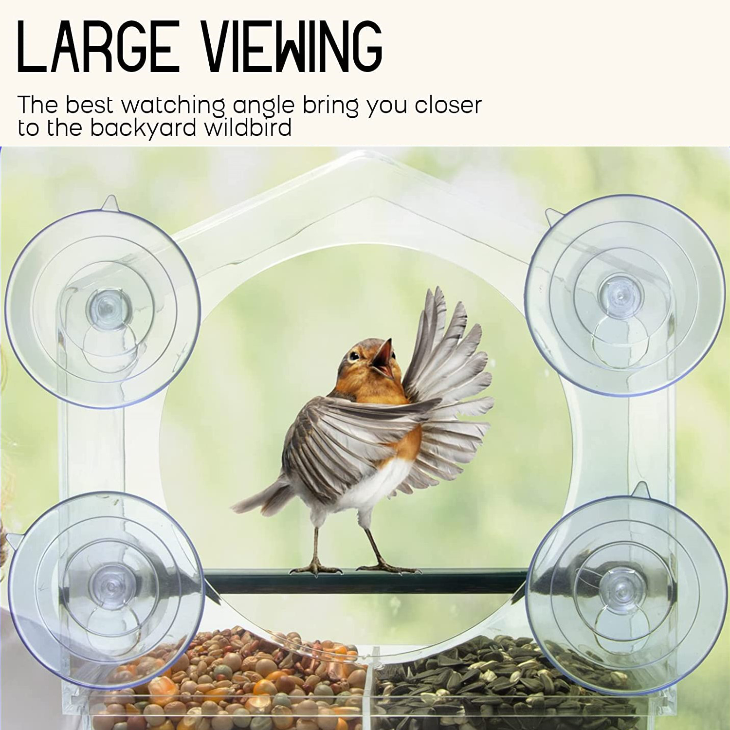 Popular Sale Clear View Window Bird Feeder Outdoor Waterproof Easy Use Birdhouse Bird Feeder