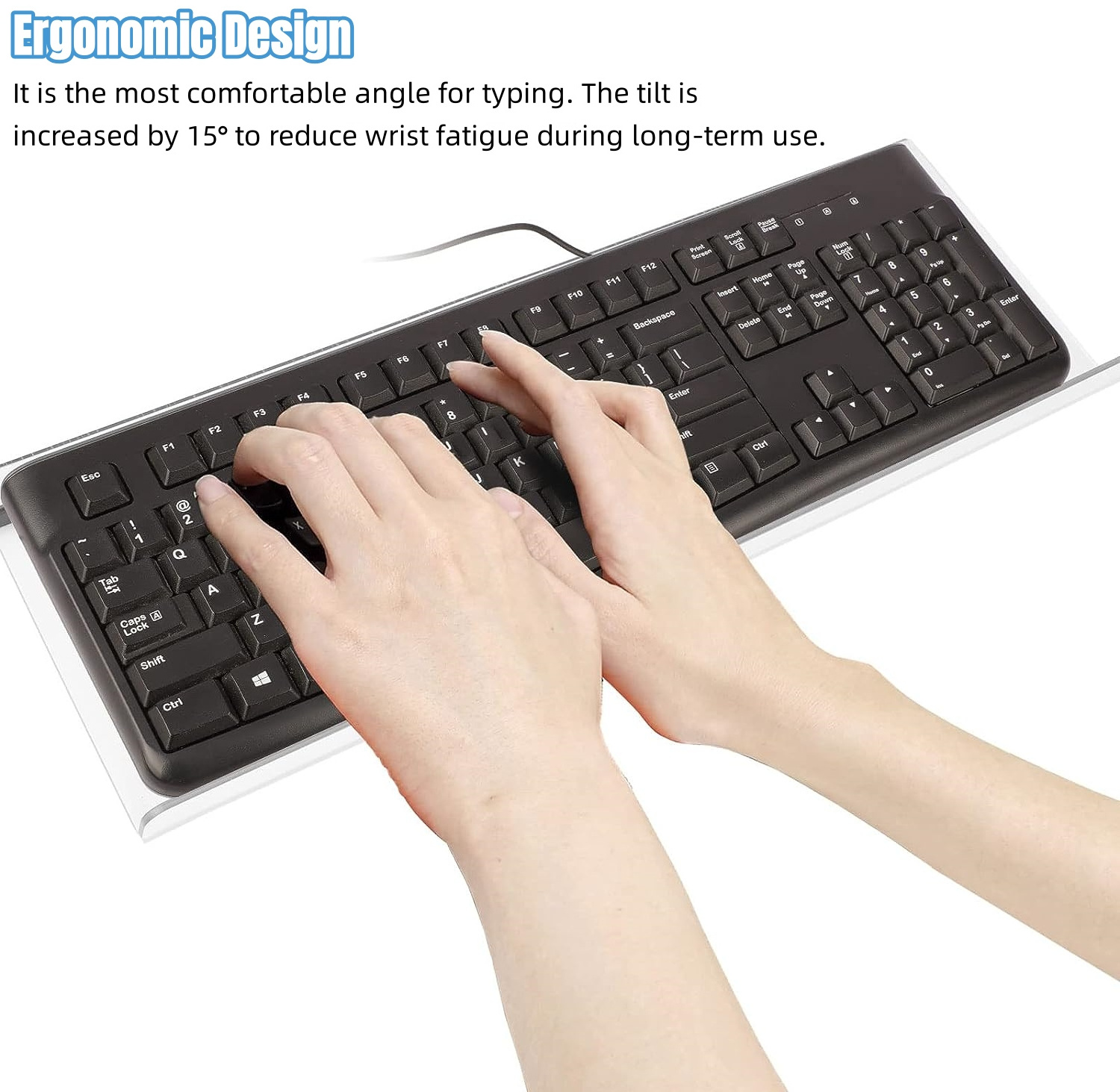 Ergonomic Set Laptop Notebook Computer Acrylic Keyboard Stand Holder PC Desk Stand Comfortable Wrist Pad