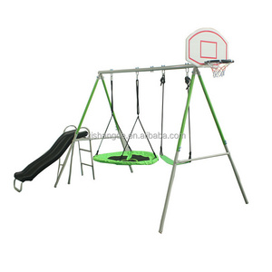 Sundow New Custom Outdoor Slide Swing For Kids Playground Kids Swing And Slide With Basketball Bound