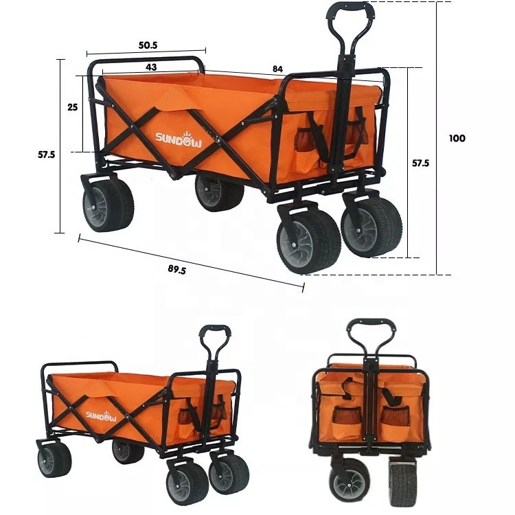 Customizable Colors Collapsible Outdoor Wagon Cart Folding Utility Wagon Garden Tool Cart