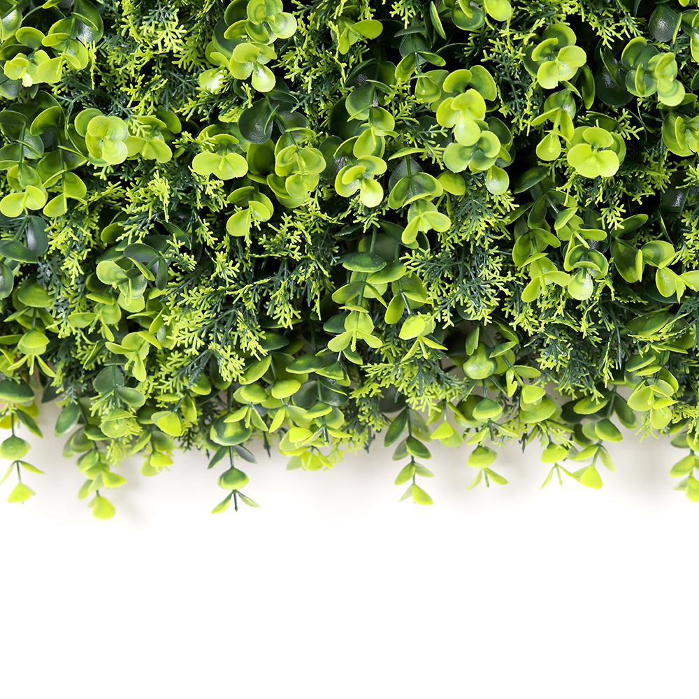 LFL Factory Wholesale Artificial Boxwood Panel Hedge Green Wall Greenary Wall Mix Eucalyptus Grass Carpet Customized Leaves